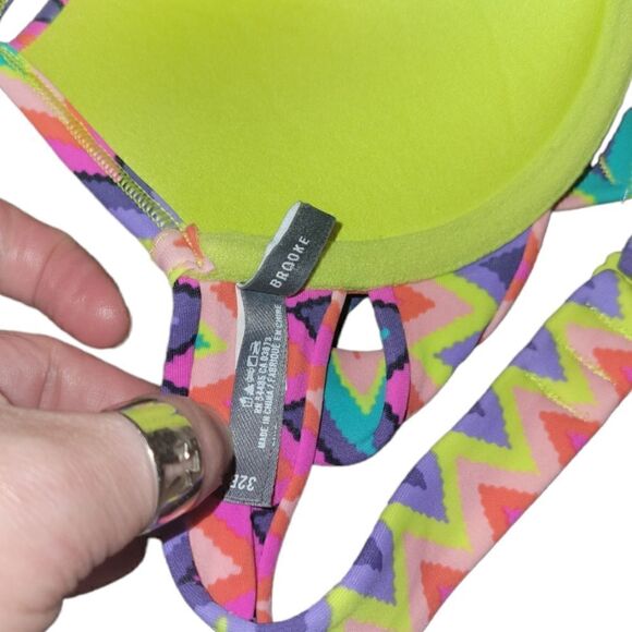 NWOT Aerie 2 Piece Bikini Brooke Swim Halter Top 32B Swim Bottoms L - Picture 9 of 9